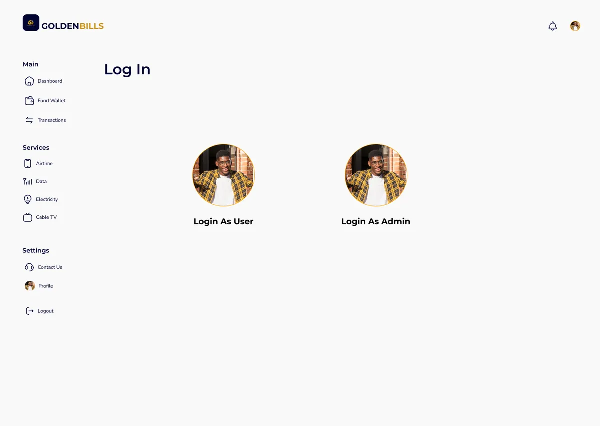 Golden Bills Session handoff screen