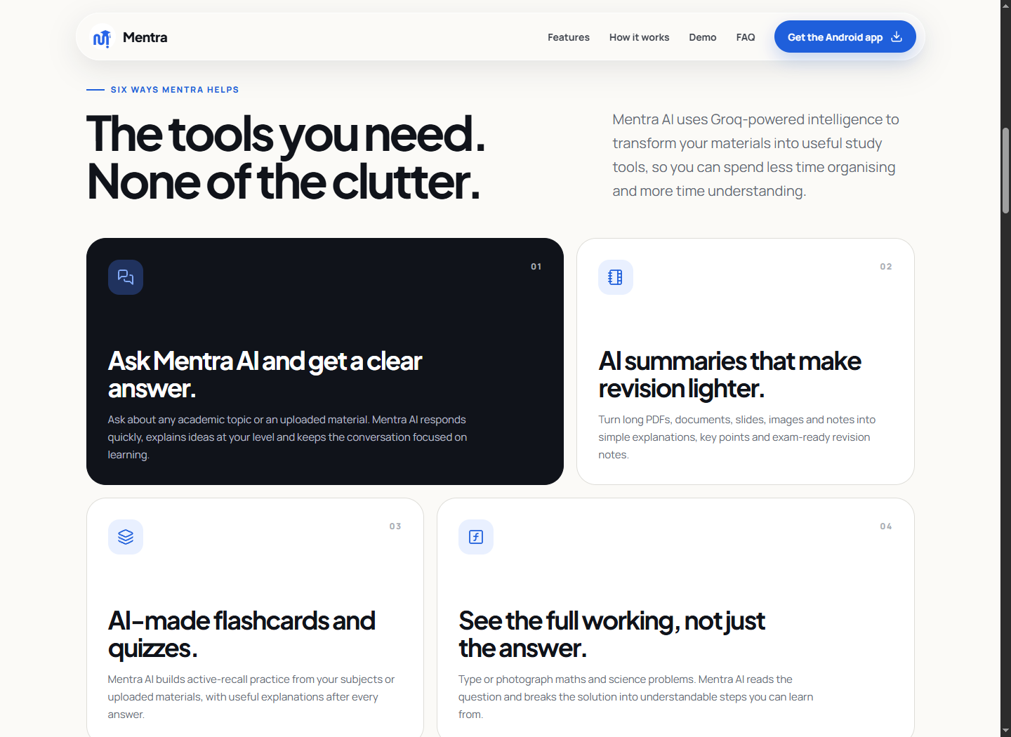Mentra website feature overview